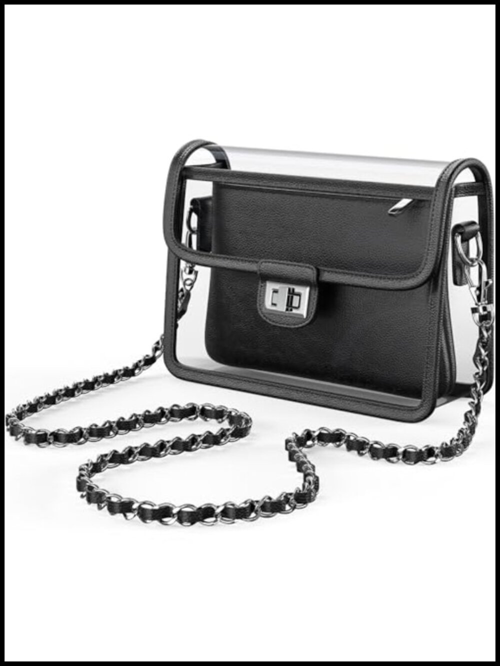 Stadium Approved Clear Crossbody Bag with Removable Vegan Leather Wallet